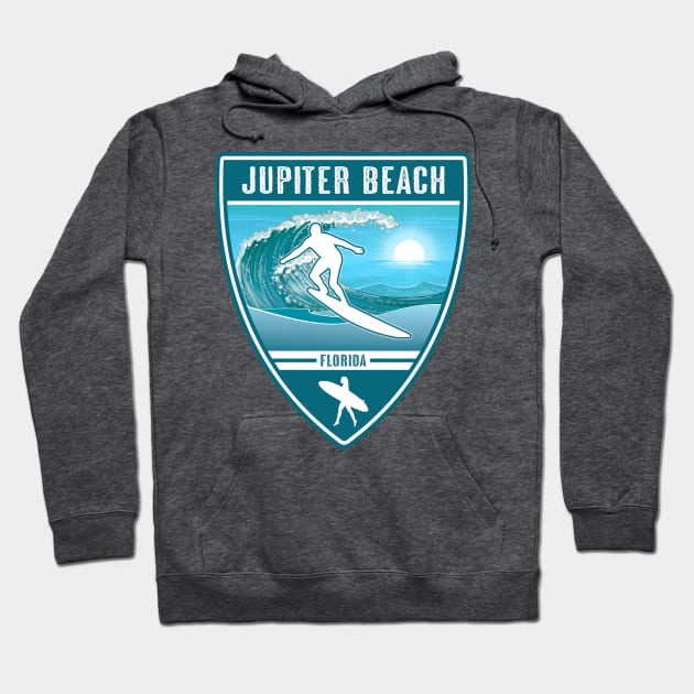 Surf Jupiter Beach Florida Hoodie by Jared S Davies